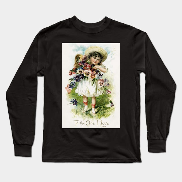 Vintage Garden Girl Long Sleeve T-Shirt by RetroSalt